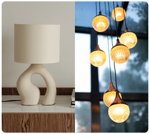 Ximilar home decor tagging covers all important lighting types, including floor lamps, chandeliers, desk lamps, and wall sconces.