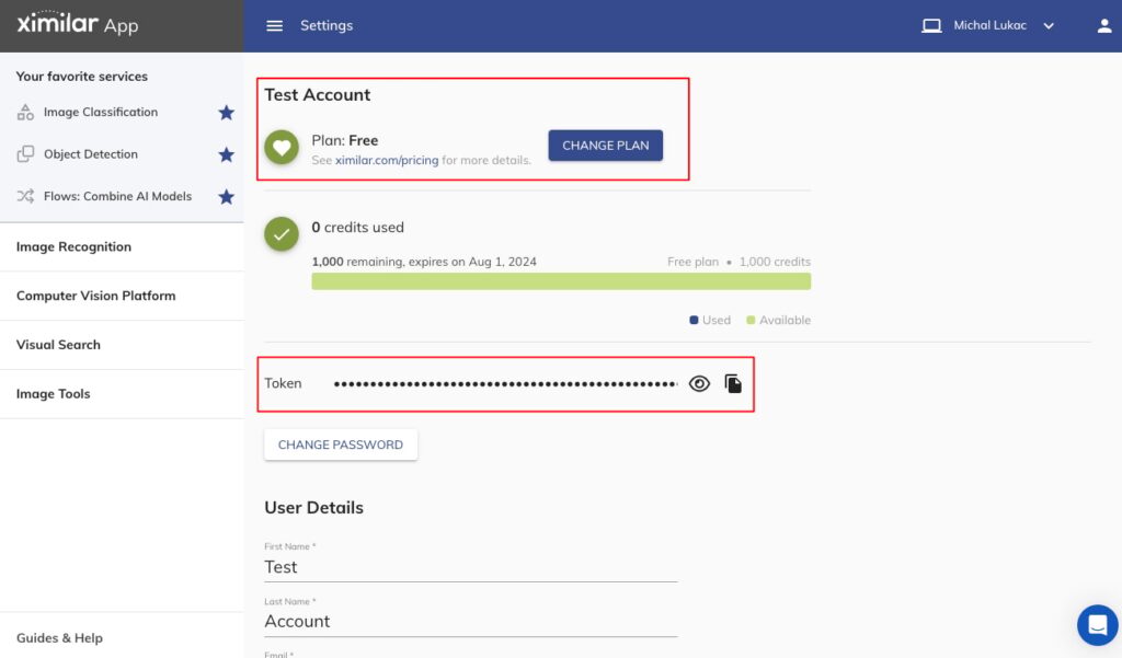 Sign in to the Ximilar App to see and copy your authorization token.